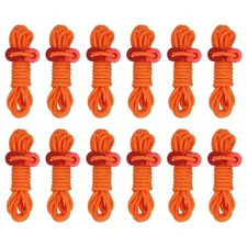 12Pcs 4mm Tent Rope 6.5ft Reflective Guyline Rope with Adjuster Orange