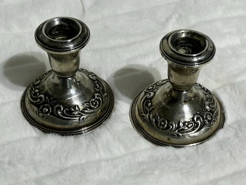 Reed & Barton Savannah Weighted Sterling Silver Candlestick Holders Pair #21S