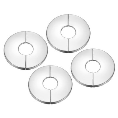 4Pcs Wall Split Flange 0.87'', Round Self-Adhesive Escutcheon Plate, Silver