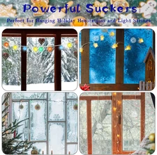 Christmas Light String Suction Cup Holders & Hooks for Seasonal Lights & Xmas...