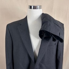 Jos. A. Bank 46R Suit 40x30 Pleated 100 Wool Charcoal Gray Two Button Vented