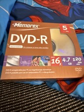 New Memorex 5 Pack DVD-R Recordable Media 16X, 4.7 GB, 120 min Sealed