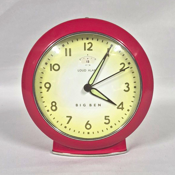 Big Ben Red Round Analog Standard Alarm Clock, Arabic Numerals, Plastic