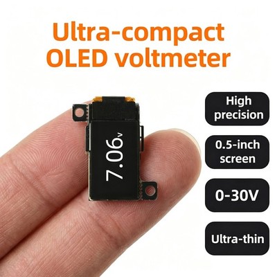 DC 0-30V Digital Voltmeter 0.5-inch OLED Ultra-Slim Mini Embedded Voltage Gauge#
