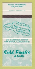 Matchbook Cover - Sidd Finch's Grille Motel Kathmandu Oak Brook IL 30 Strike
