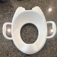 White Toddler Elevated Toilet Seat with Armrests and Handles for Bathroom Safety