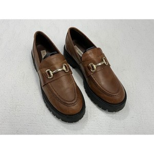 Steve Madden Womens Brown Leather Horsebit Lug Sole Loafers Size 9.5 Platform