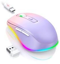 Wireless Mouse Jiggler - LED Wireless Mice with Build-in Mouse Mover, Recharg...