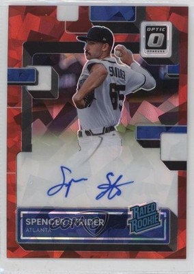 2022 Donruss Optic Red Cracked Ice Prizm 22/25 Spencer Strider Auto RC 0u8i