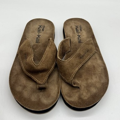 The Kai Kai Unisex Size 8 Women Brown Leather Slides Flip Flop Surfing Sandals