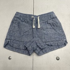 Crewcuts Blue Fishtail Hem Linen Drawstring Pull On Shorts Youth Girls Size 8