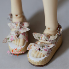 1/4 1/3 BJD Zapatos Sandalias Florales Zapatos para Pasteles Paja Tejido Paja Suela Gruesa AOD