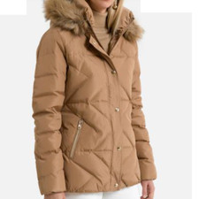 La Redoute Anne Weyburn Taupe Padded Down Jacket Size 18 Caramel Shine Rrp £165