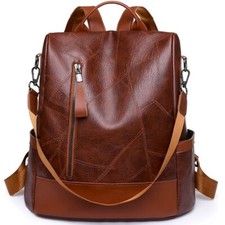 Mochila de cuero PU antirrobo para mujeres Cartera Moda Viaje Bolso de hombro Cartera
