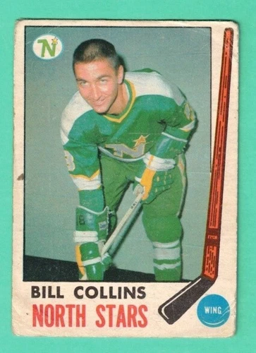 (1) BILL COLLINS  1969-70 O-PEE-CHEE # 126 NORTH STARS ROOKIE CREASED (H7188)