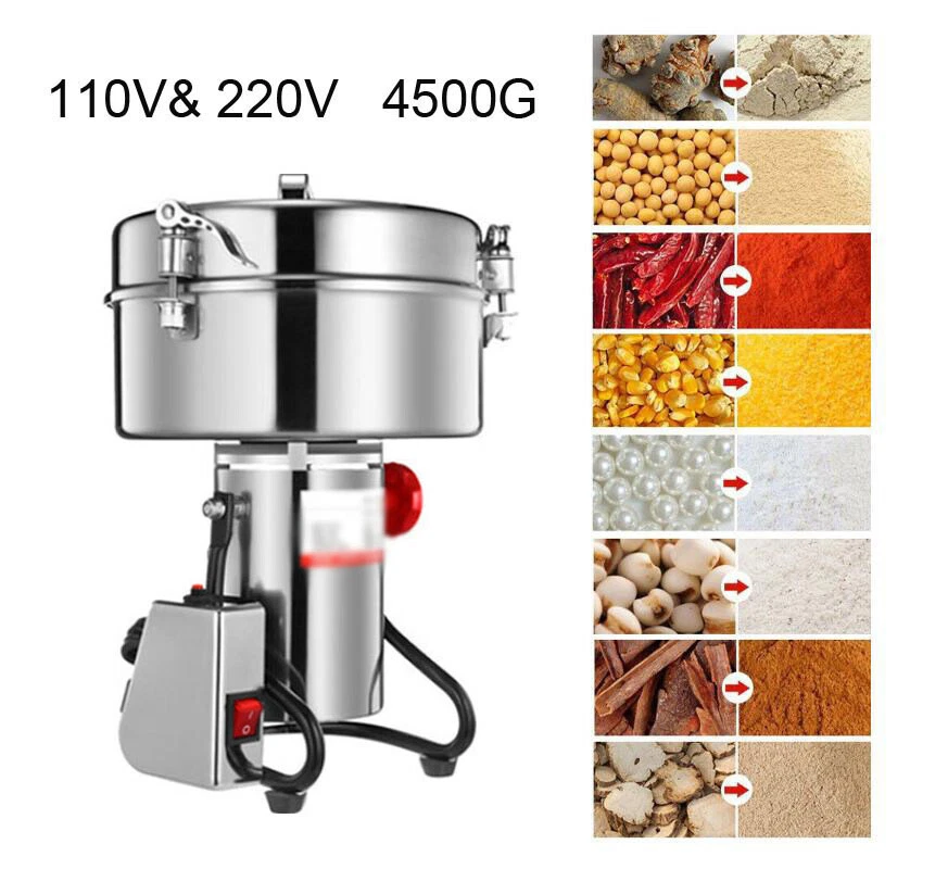 4500G Electric Grain Grinder Mill Grinder 5000W Spice Herb Grinder Machine
