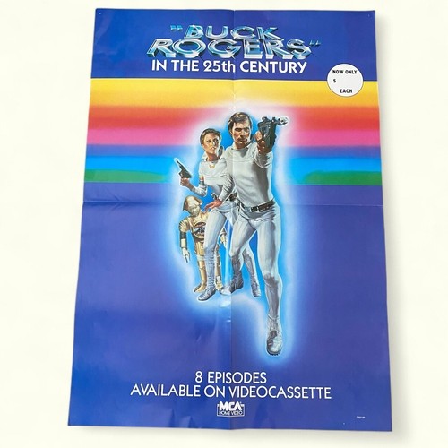 Póster promocional vintage retro de los 80 de Buck Rogers en el siglo 25 MCA Video Store - Imagen 1 de 7