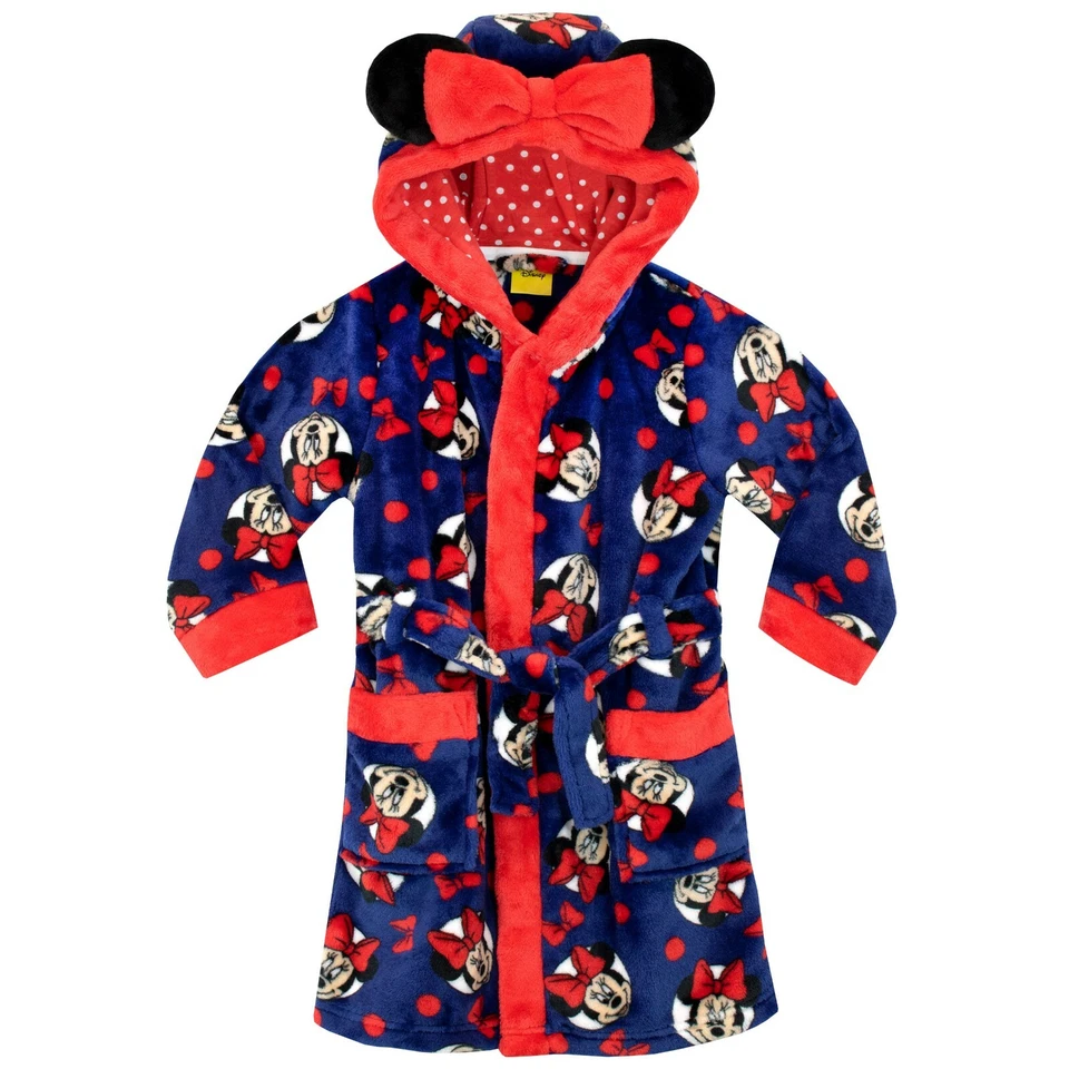 DISNEY Minnie Mouse Dressing Gown Baby Kids Girls 18 24 Months 2 3 4 5 6 7 8 Years Red