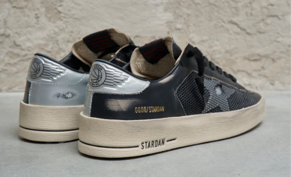 Golden Goose Men Stardan Sneaker Black Mesh Silver NIB EU 44