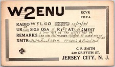 1935 QSL Radio Card Code W2ENU Jersey City New Jersey Amateur Posted Postcard
