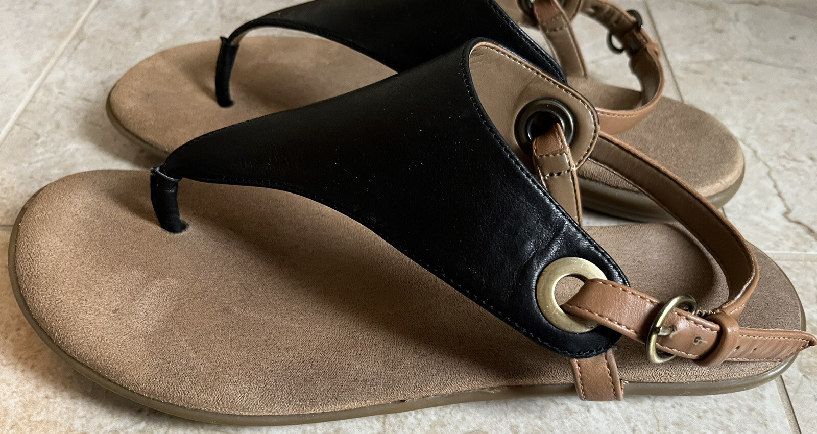 Aerosoles Women's Thong Sandal Flip-Flop BLACK/TAN SZ-7.5M | eBay