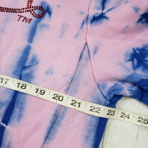VON DUTCH Women MEDIUM Blue Pink Tie Dye Red Rhinestone Logo Oversize Hoodie USA - 第 11/12 張圖片