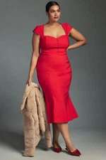 NWT Anthropologie Cecily Fit & Flare Sweetheart Dress 3X Red Sheath