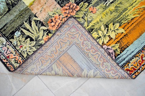 Peacock Pattern Vintage Wall Rug Rayon Tapestry 47" x 71" Vintage Wall hanging - Picture 20 of 20