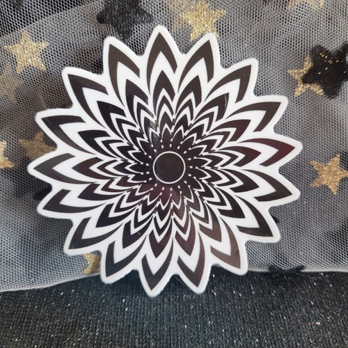 BWC003-spitz blumenförmig schwarz weiß Aufkleber | monochromatisch | psychadelisch - Bild 12 von 12