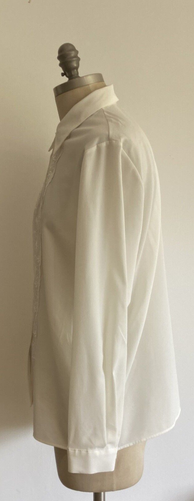 1980s St Michael Embroidered Cream Blouse/Shirt, 35" Bust, Size 12 UK 4