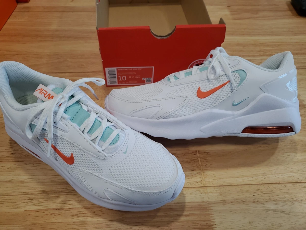 NEW Nike Air Max Bolt Women s Running Shoes Premium Size 10 White Orange eBay