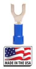50 Blue Vinyl Ins 14-16 AWG Spade Fork Wire Connector Terminal 1/4" Stud USA