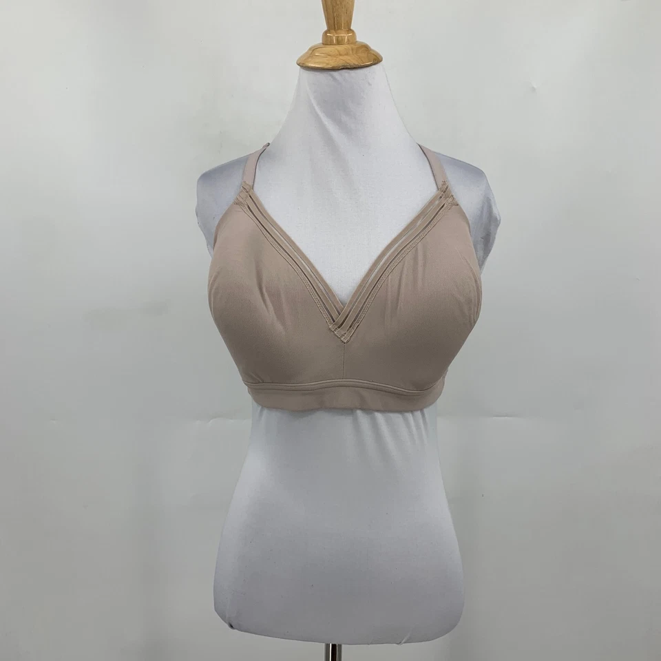 Athleta Everyday Bra Womens L Large Beige Wireless Lined Racerback Slight Padded - Image 2 of 4