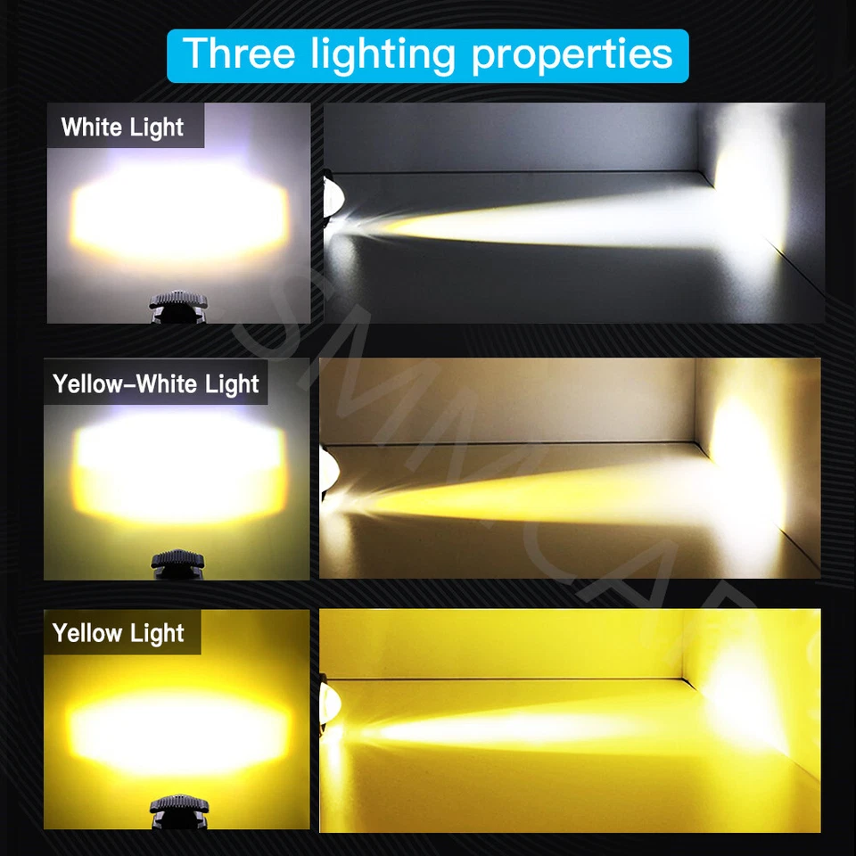 Faros LED impermeables para moto luces antiniebla de trabajo blanco amarillo Foto 4 de 4