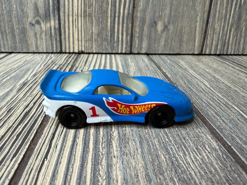 Hot Wheels Blue & White Race Car Die-Cast Model Toy 1993
