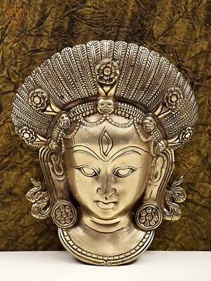 Brass Hindu Devi Mask Wandbehang Dekofigur Statue Für Zuhause Büro Deko Gold