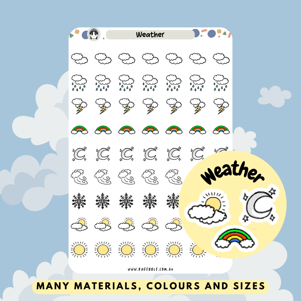 Weather Season Day Tracker Planner Stickers