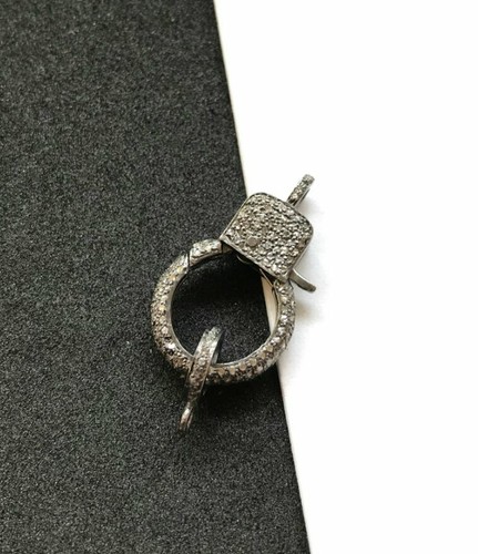 5 pc set Lobster Clasp Pave Diamond Necklace Findings 925 Silver necklace Supply - Picture 7 of 12