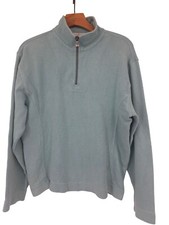 Tommy Bahama Aqua Blue 1/4 Zip Sweatshirt cropped size large Cotton Womens