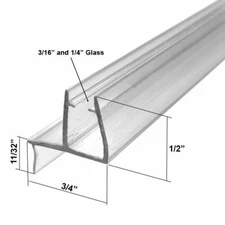 Universal Shower Door Bottom Sweep with Drip Rail for 3/16" & 1/4" Glass - 35"