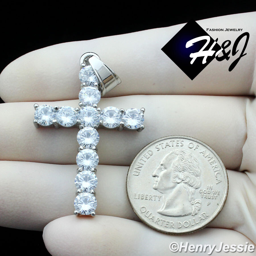 Cubic Zirconia Cross Necklace Charm in Sterling Silver Cubic Zirconia Cross Necklace Charm in Sterling Silver