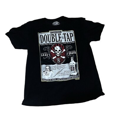 7.62 DESIGN DOUBLE TAP  Black Tee Shirt Short Sleeve Mens Size Large