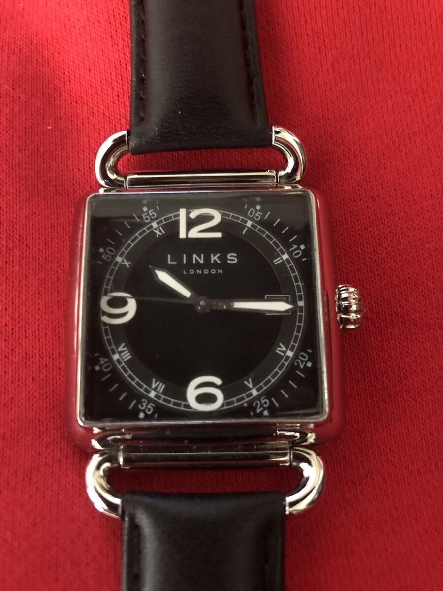 LINKS OF LONDON Men's Driver Square Stainless Steel Leather LINKS OF LONDON Men's Driver Square Stainless Steel Leather