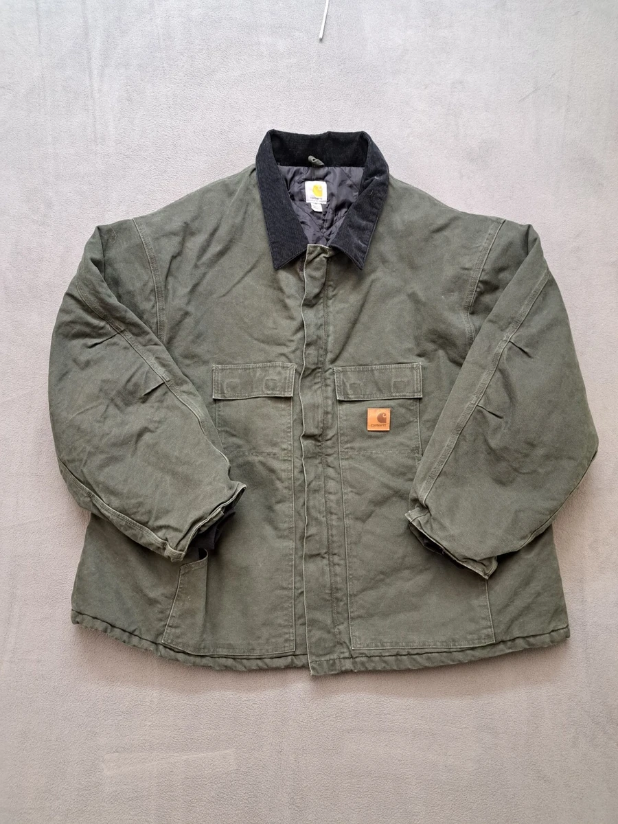 Used Carhartt Detroit Jacket - 5XL Corduroy Collar Quilt Lined Moss Green C26