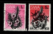 South West Africa 1973 Flowers Succulents 1c, 6c Coils SG257, 259 Used