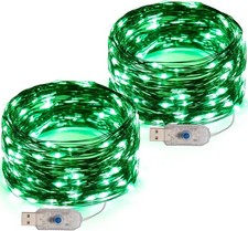 2 Pack USB Plug-in Fairy Lights, 33ft 100 Mini LED String Lights with Green