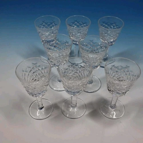VTG Waterford Crystal Alana Pattern 8 EIGHT Footed Cordial Glasses~3.5"T Signed