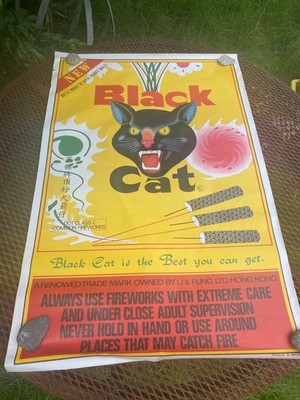 vintage black cat poster printed in Macau - 35 x 23