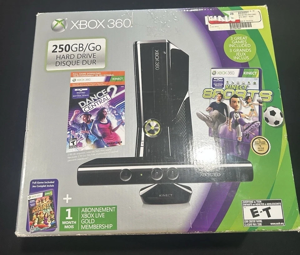 Xbox 360 Console + Kinect Bundle With 2 Controllers & 3 Games In Box. WORKING - Image 2 of 4