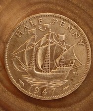 1947 Halfpenny - King George VI British Bronze Coin.78 Years Old!